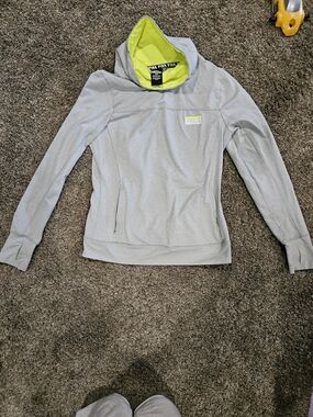 PINK Victoria's Secret Gray Hoodie Sweater with Neon Lime Lining